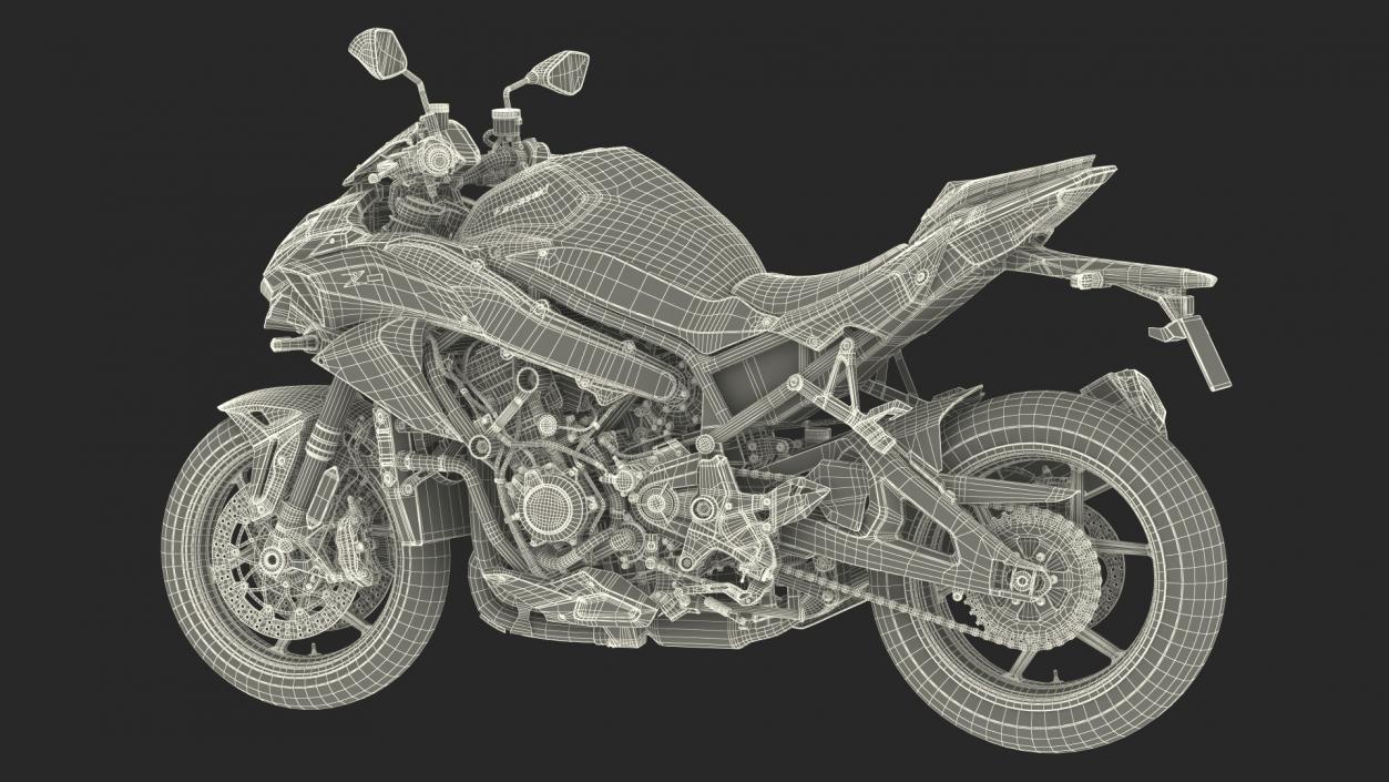 3D model Kawasaki Z H2 2023 Motorbike Rigged