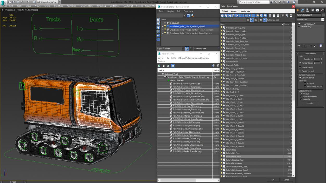 3D Snowbound Polar Vehicle Venturi Rigged model