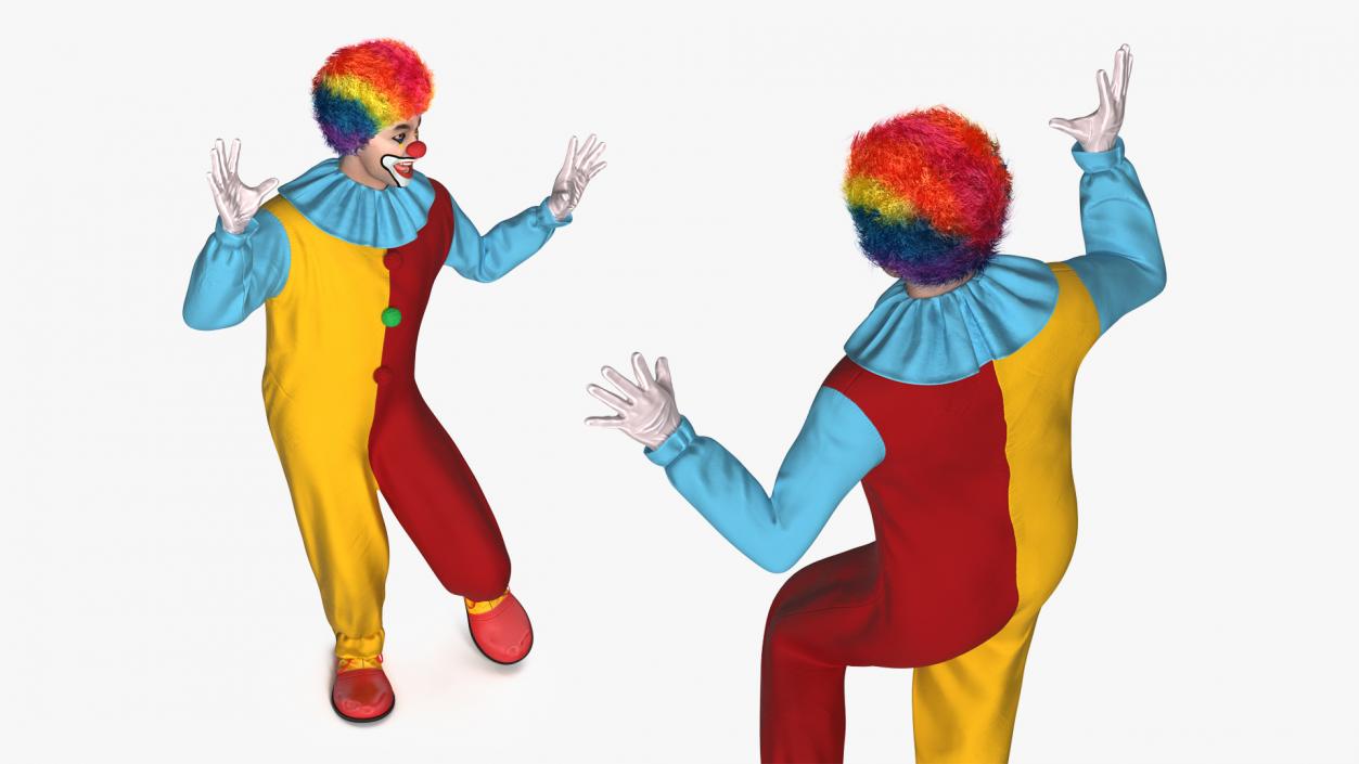 Circus Clown Costume Dancing Pose Fur 3D