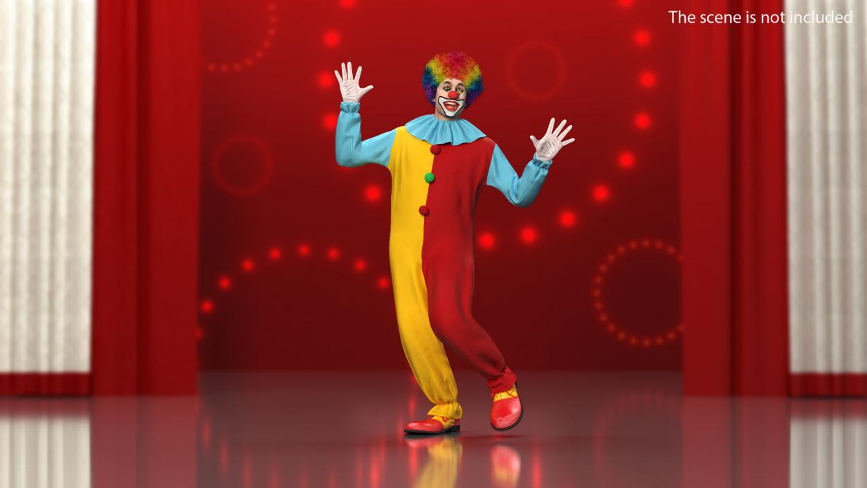 Circus Clown Costume Dancing Pose Fur 3D