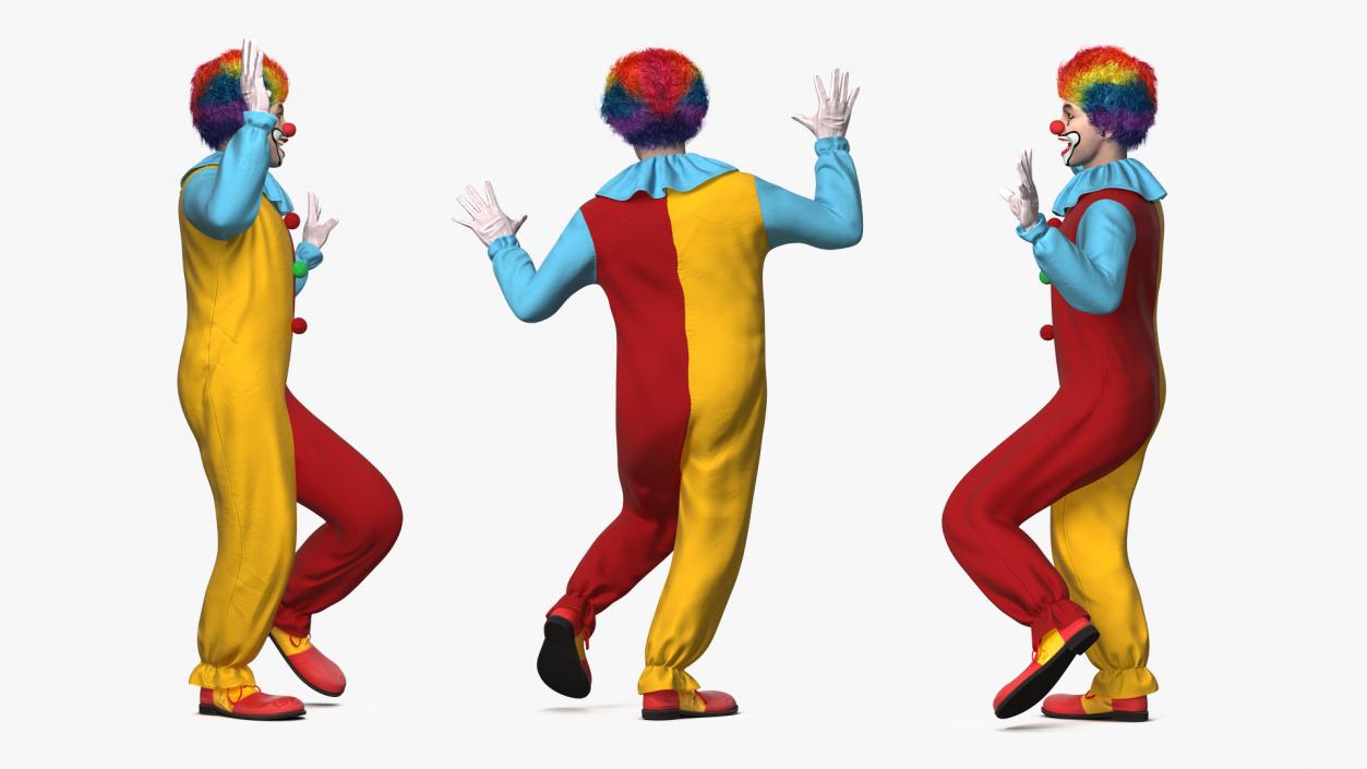 Circus Clown Costume Dancing Pose Fur 3D