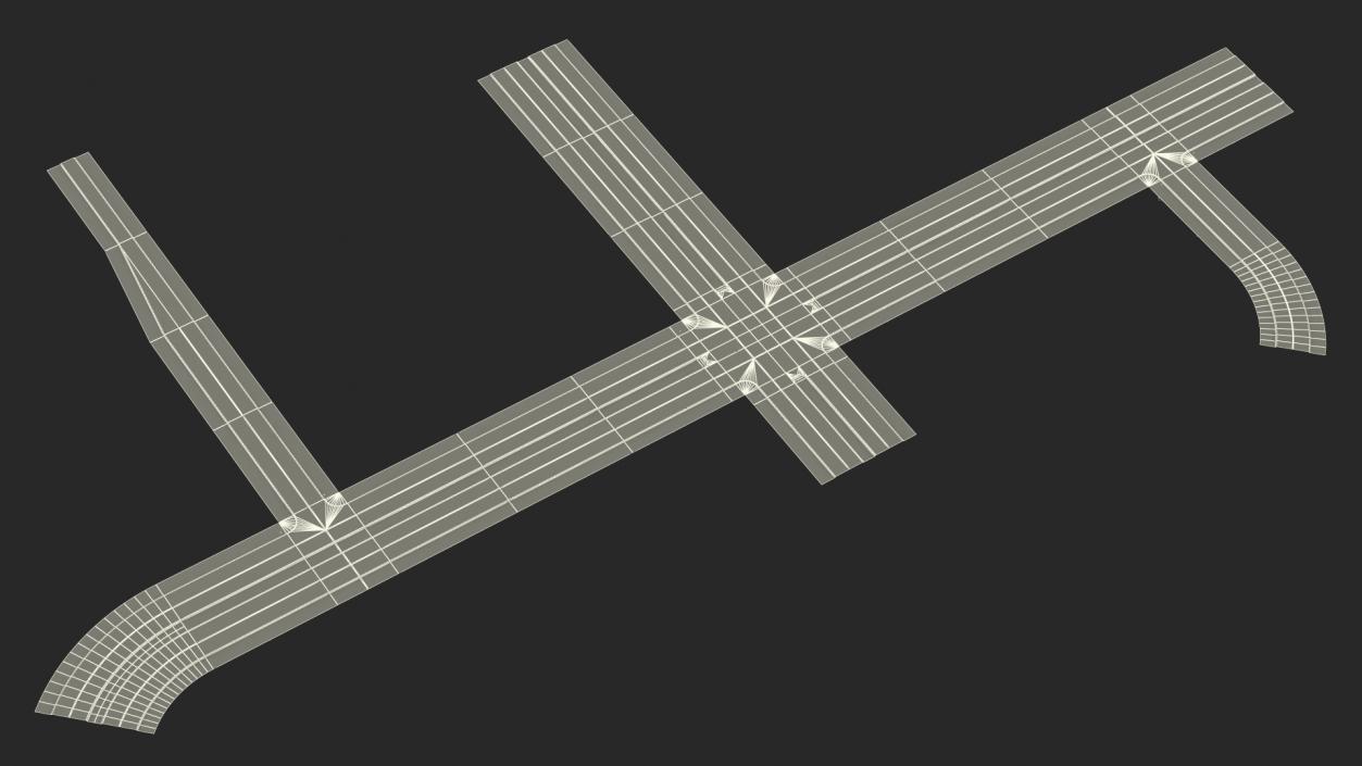 Connectable Highway Road Elements 4 Lanes Intersection 3D model