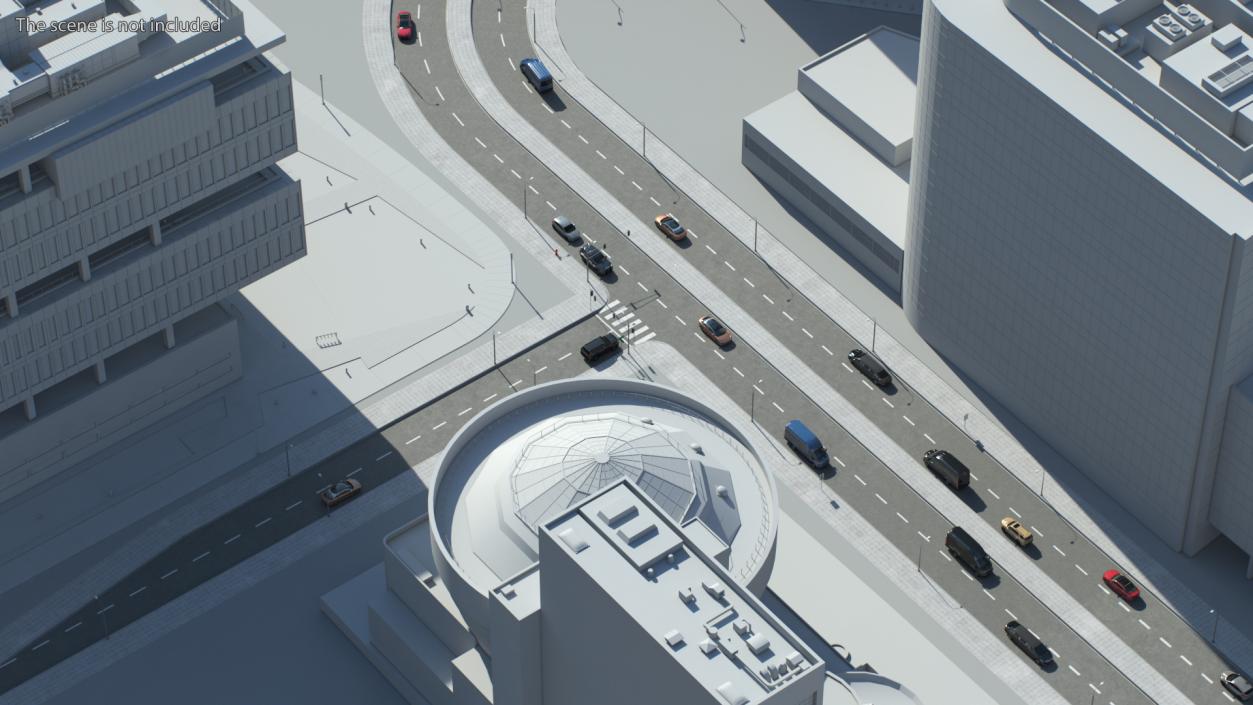 Connectable Highway Road Elements 4 Lanes Intersection 3D model