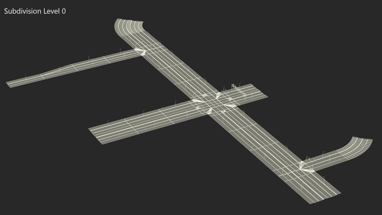 Connectable Highway Road Elements 4 Lanes Intersection 3D model