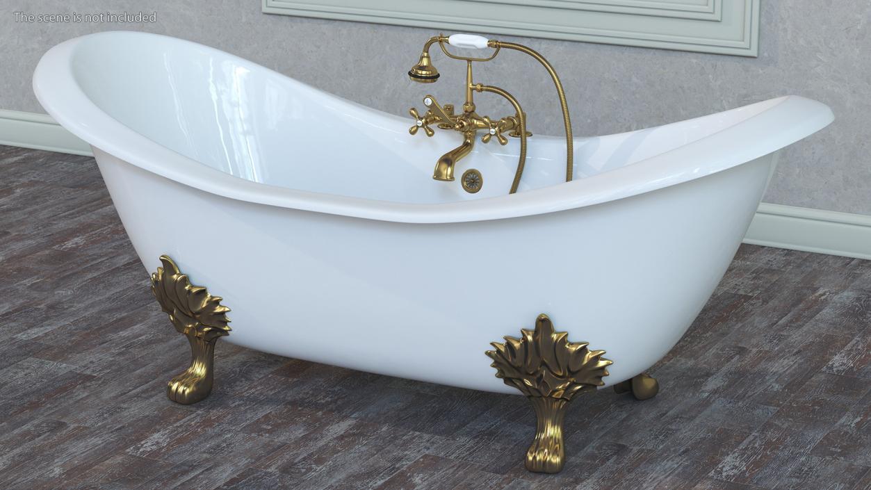 3D model Double Slipper Clawfoot Bath Bronze