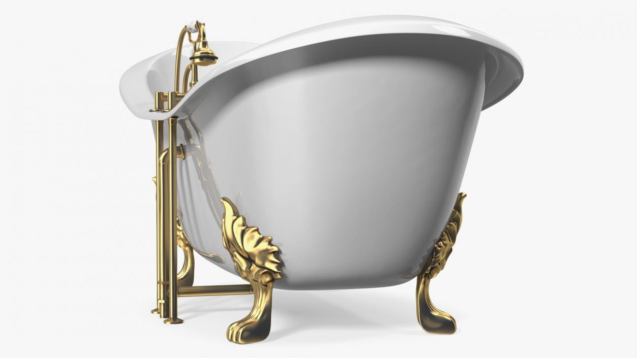 3D model Double Slipper Clawfoot Bath Bronze