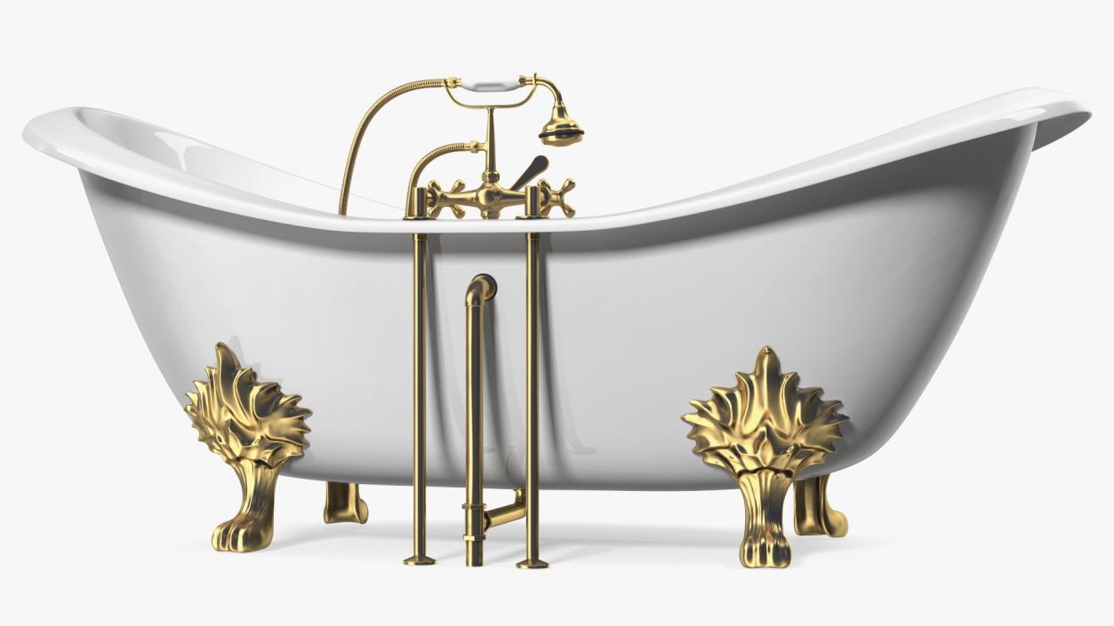 3D model Double Slipper Clawfoot Bath Bronze