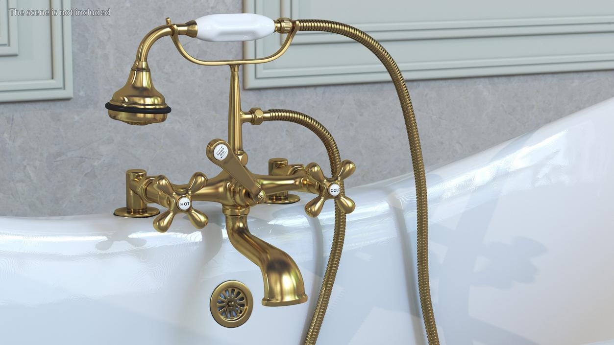 3D model Double Slipper Clawfoot Bath Bronze