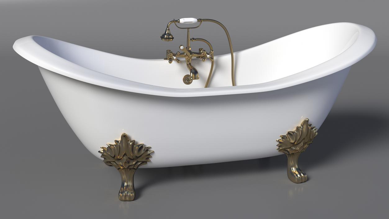 3D model Double Slipper Clawfoot Bath Bronze