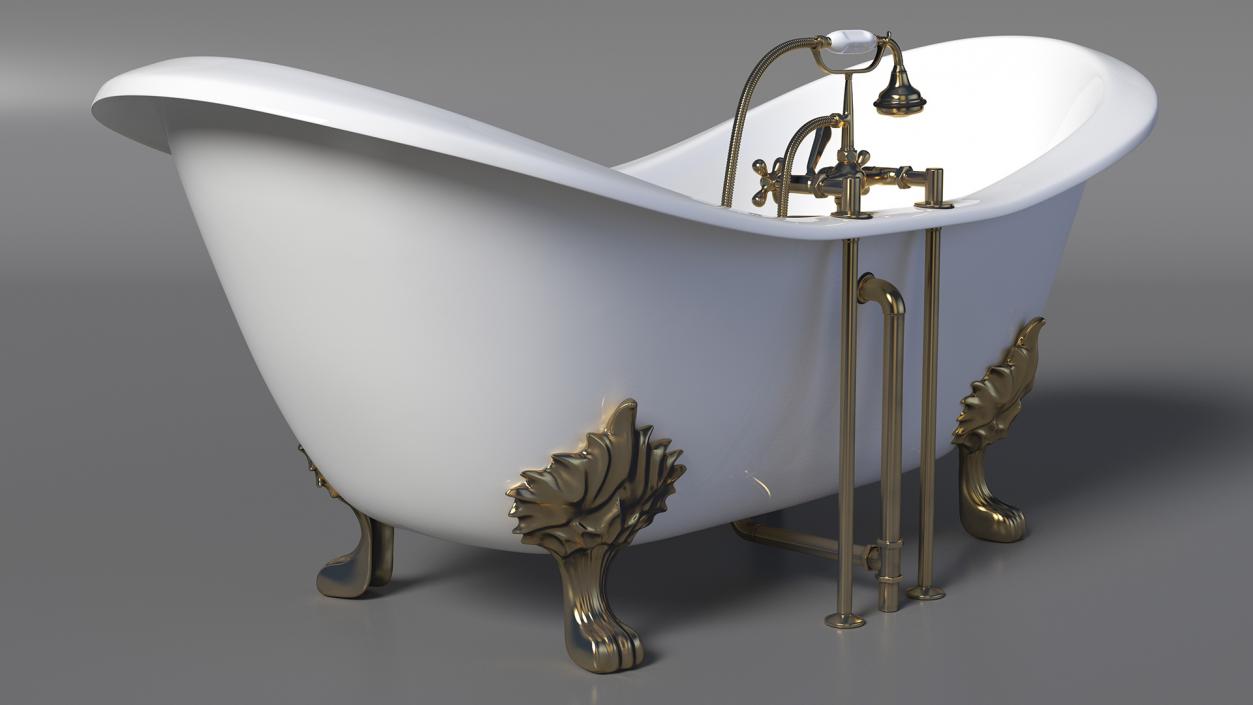 3D model Double Slipper Clawfoot Bath Bronze