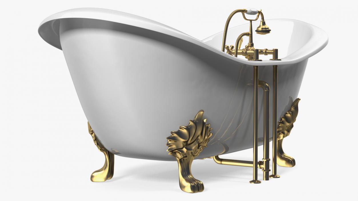 3D model Double Slipper Clawfoot Bath Bronze