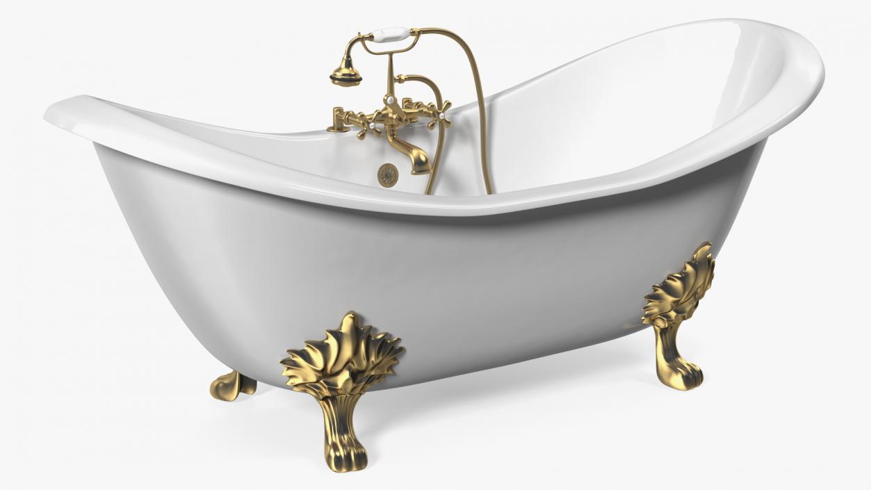 3D model Double Slipper Clawfoot Bath Bronze