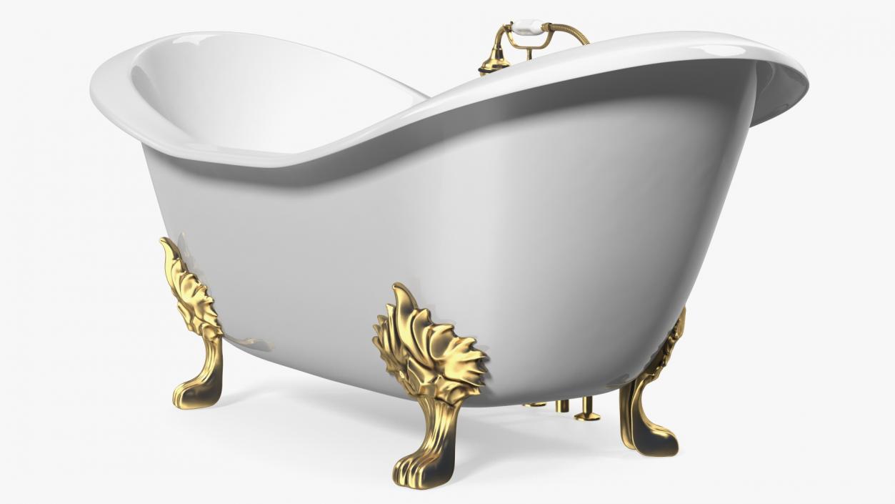 3D model Double Slipper Clawfoot Bath Bronze