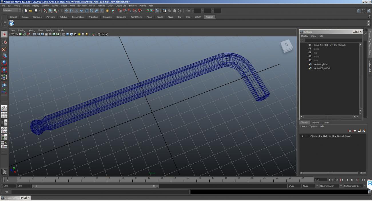 3D Long Arm Ball Hex Key Wrench model