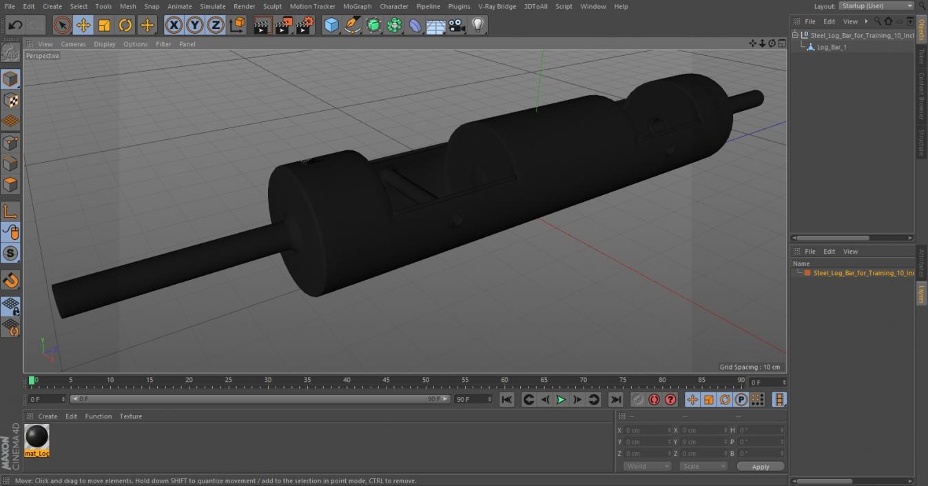 Steel Log Bar for Training 10 Inch 3D model