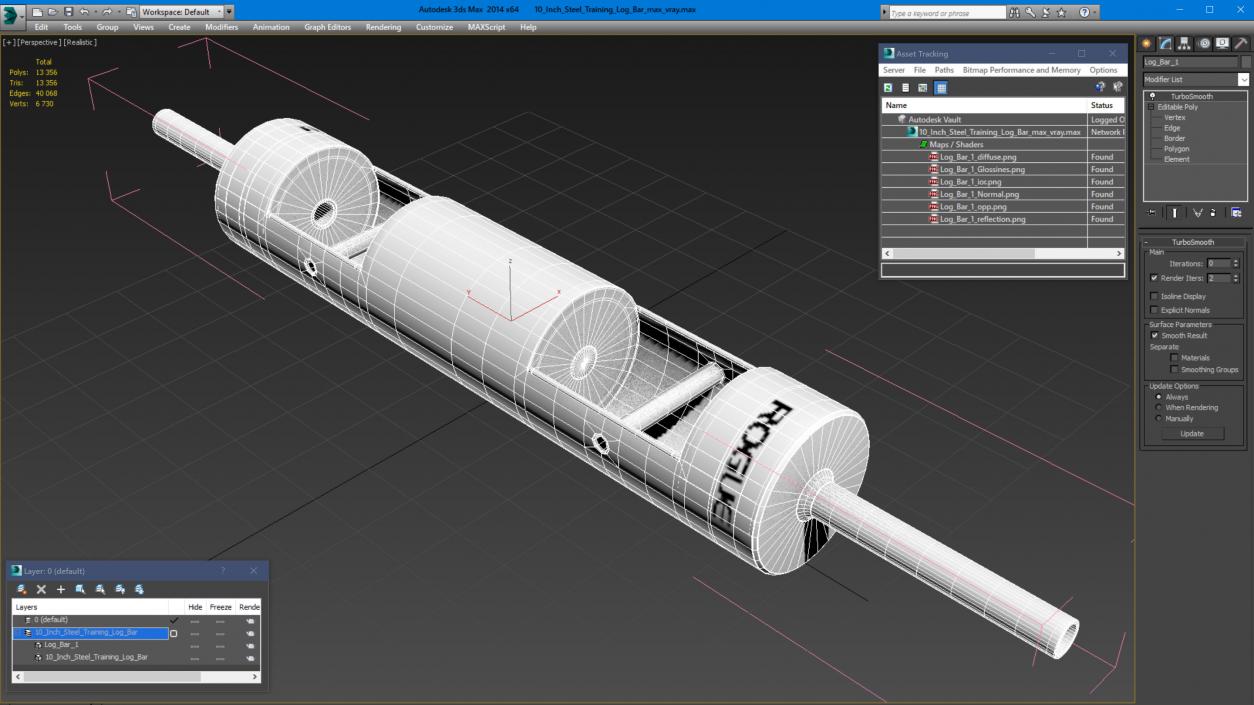 Steel Log Bar for Training 10 Inch 3D model