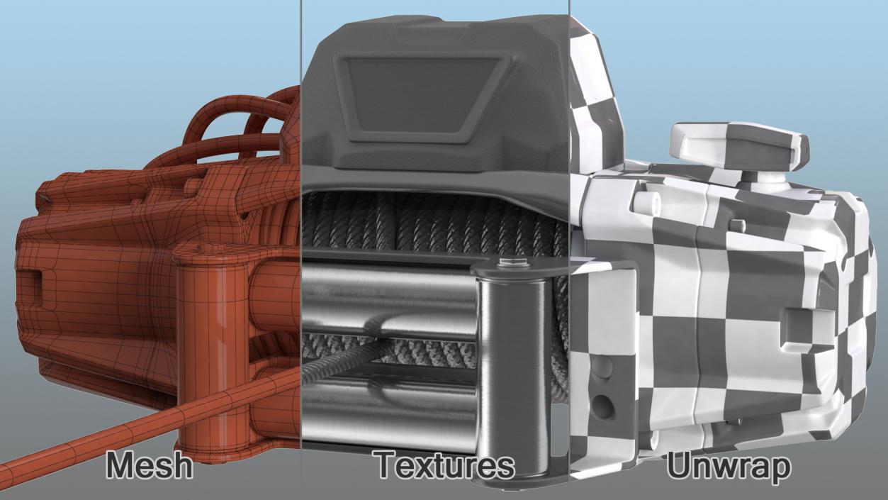 Unwound Cable Car Electric Winch 3D