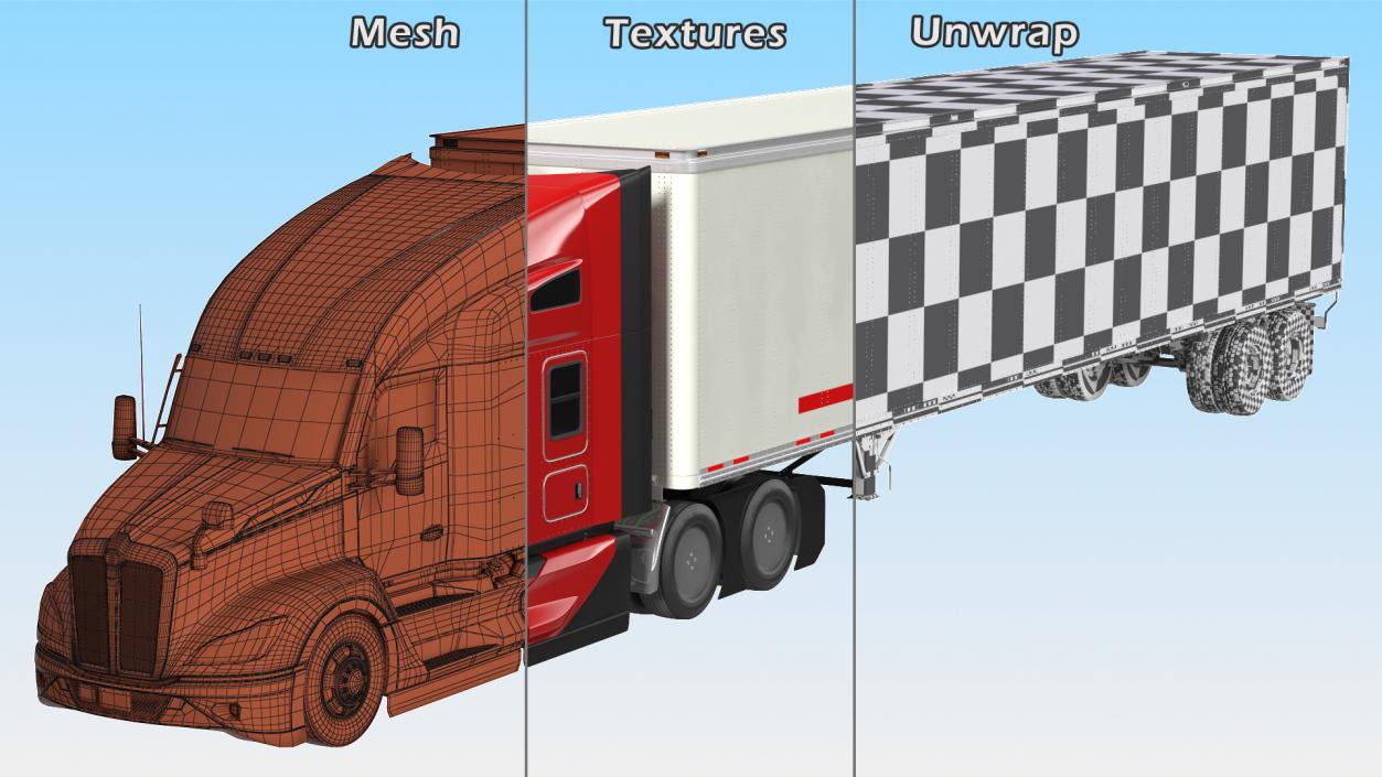 3D New Generation Truck with Semi Trailer model