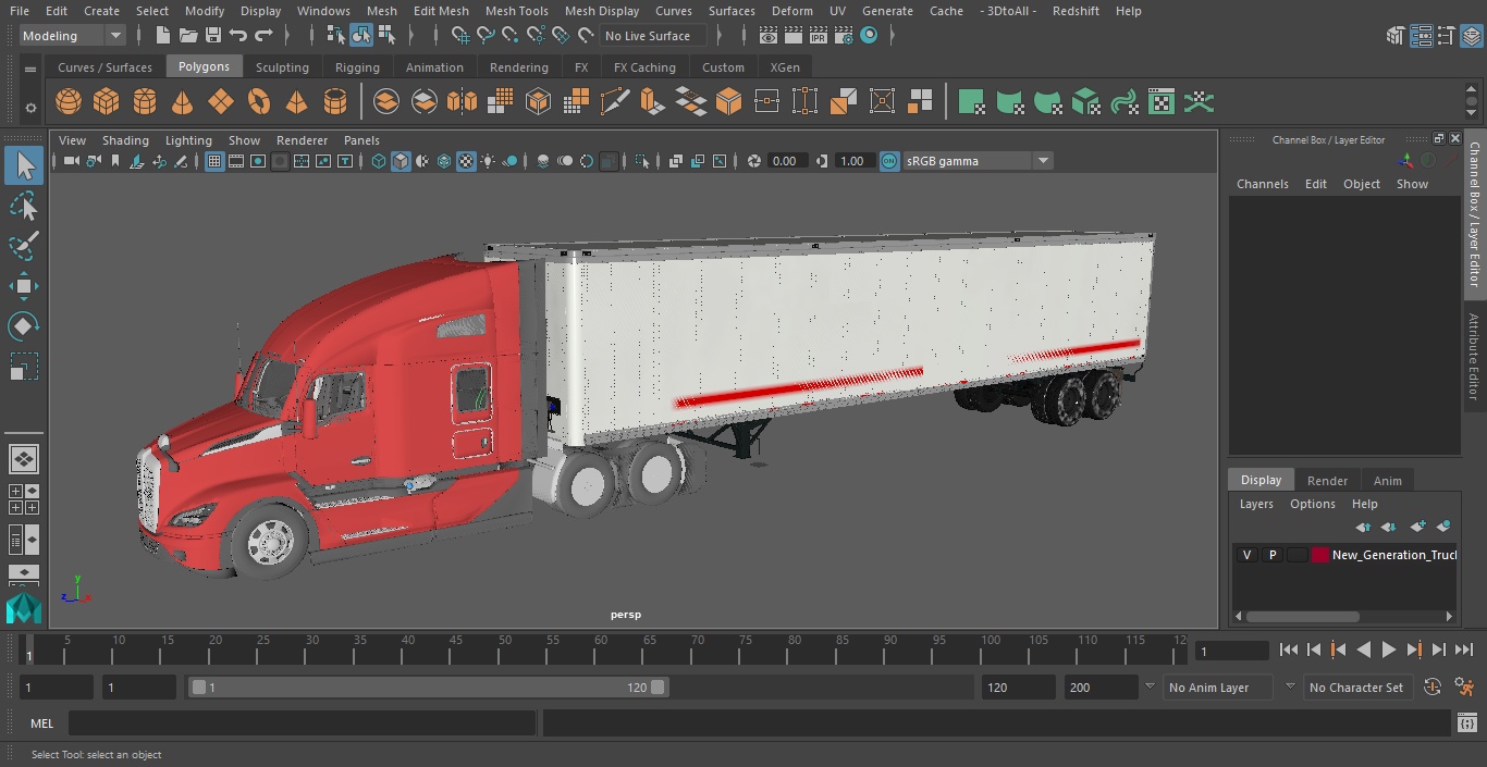 3D New Generation Truck with Semi Trailer model