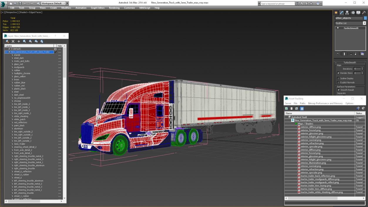 3D New Generation Truck with Semi Trailer model