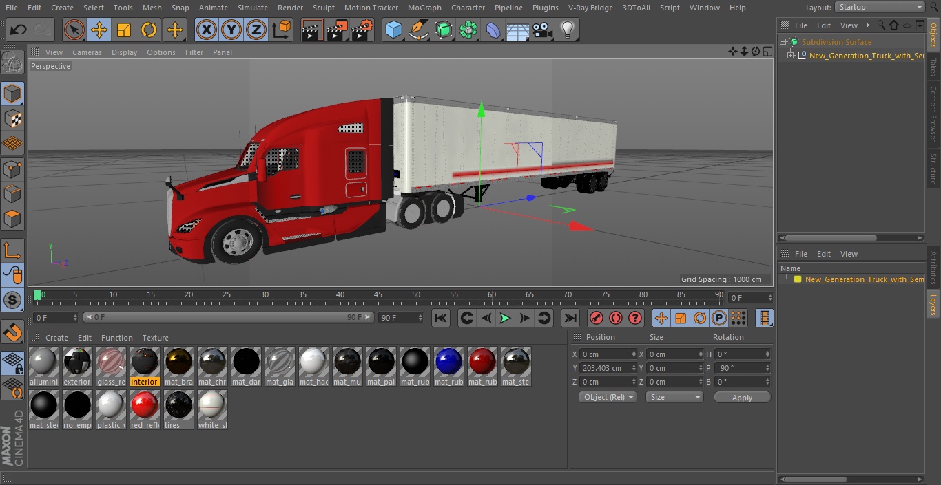 3D New Generation Truck with Semi Trailer model