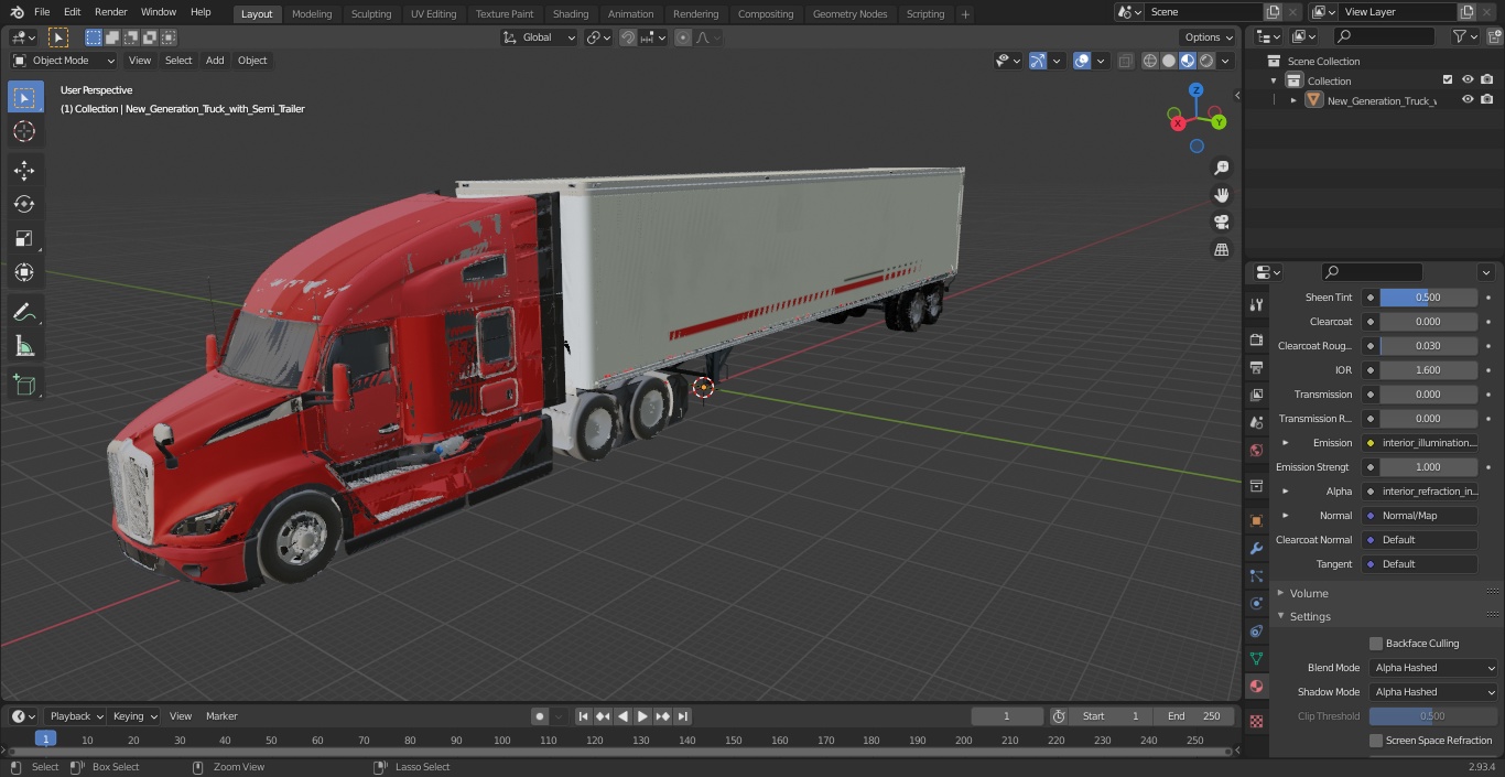 3D New Generation Truck with Semi Trailer model