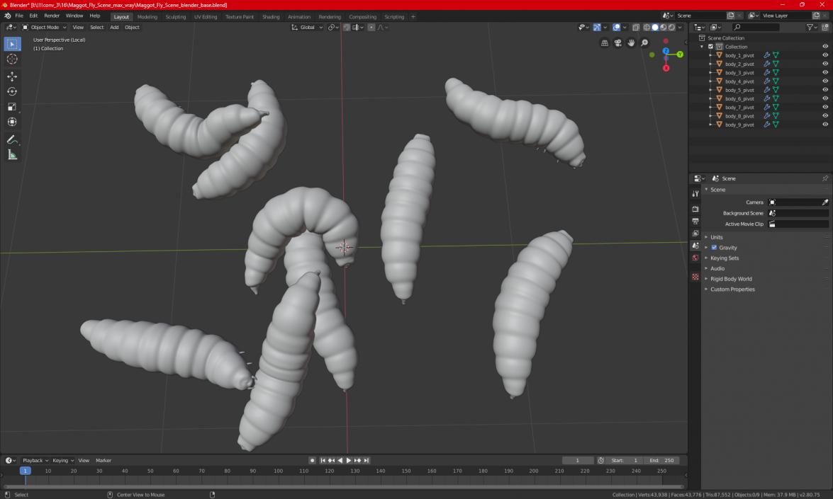 3D Maggot Fly Scene