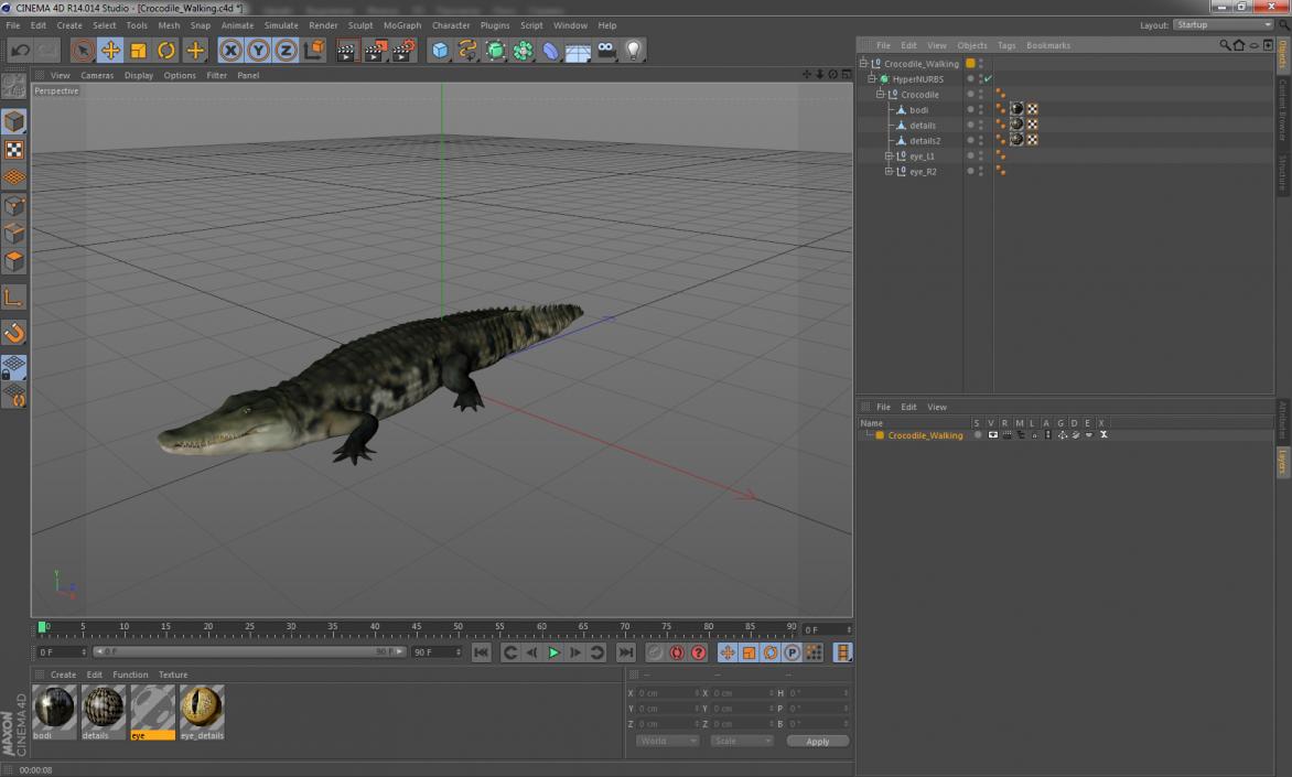 Crocodile Walking 3D