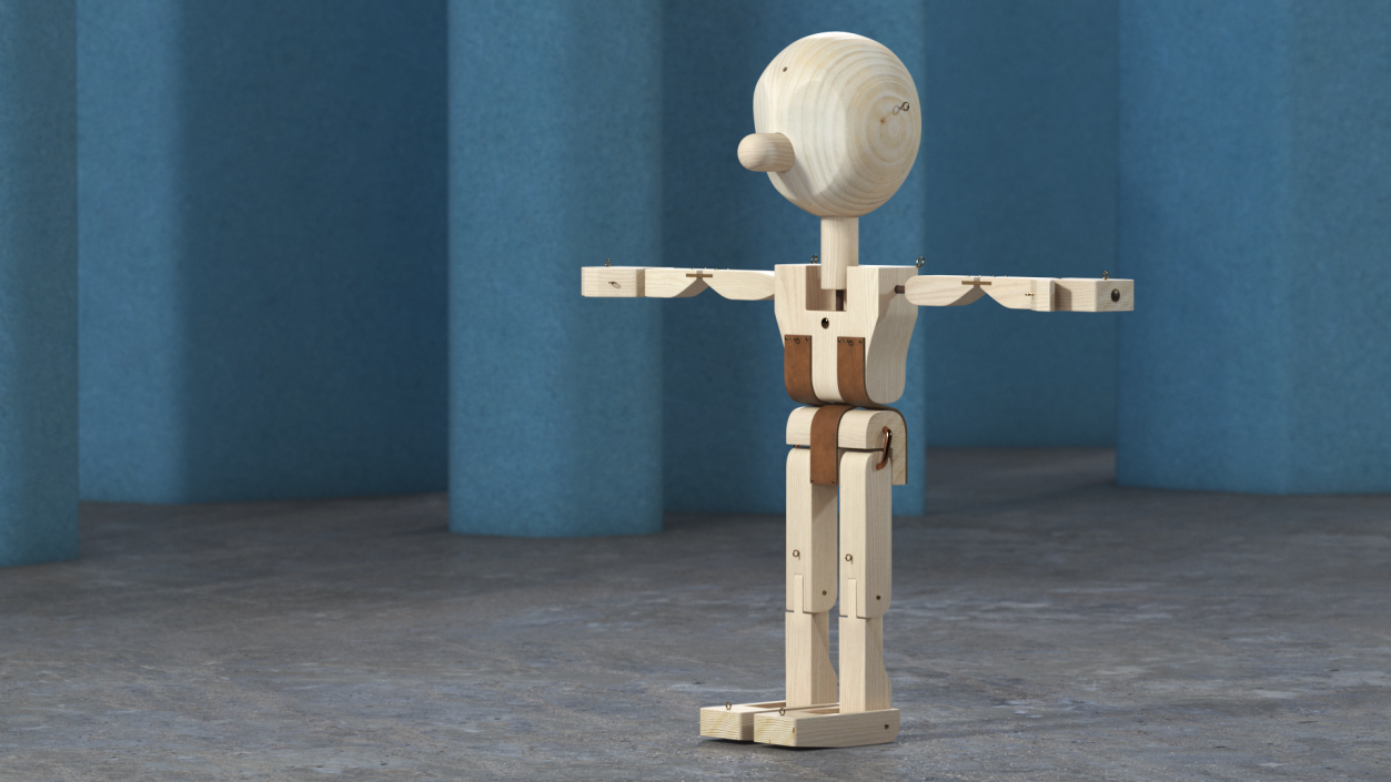 T-Pose Raw Wooden Character 3D