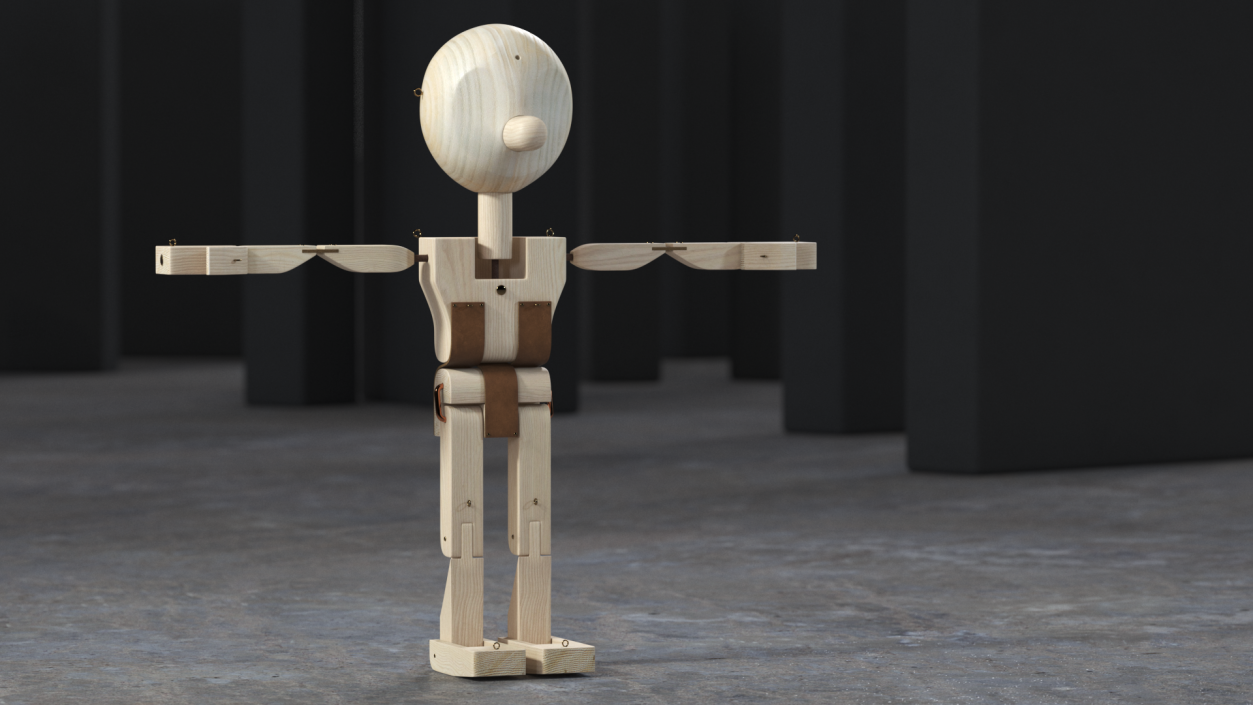 T-Pose Raw Wooden Character 3D