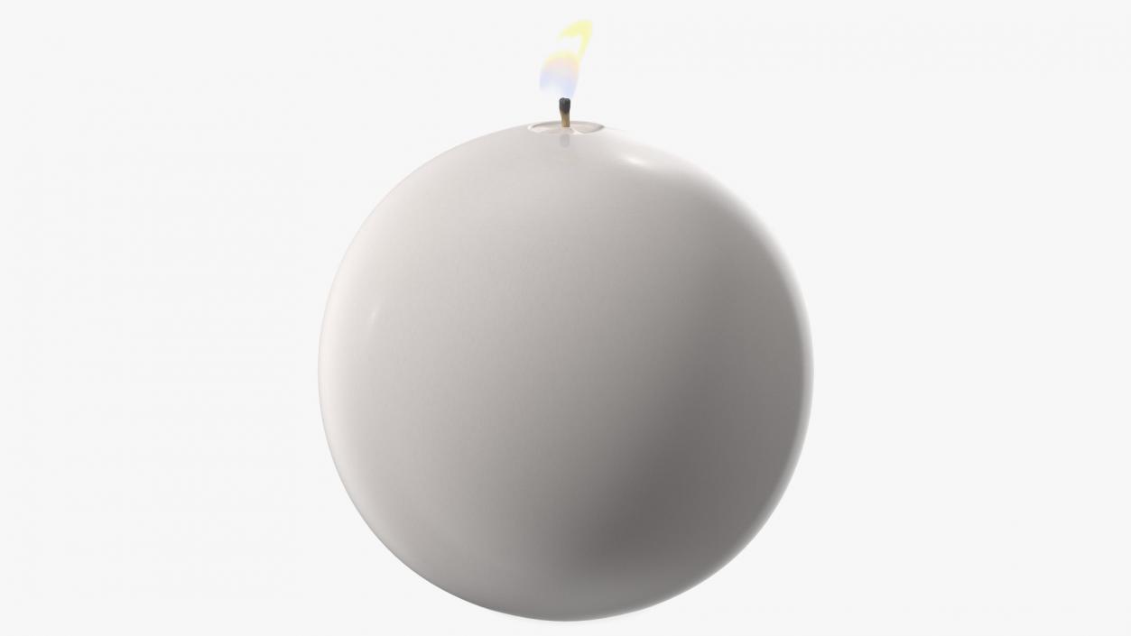 3D Lit Spherical Candle White