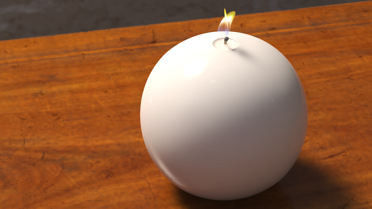 3D Lit Spherical Candle White