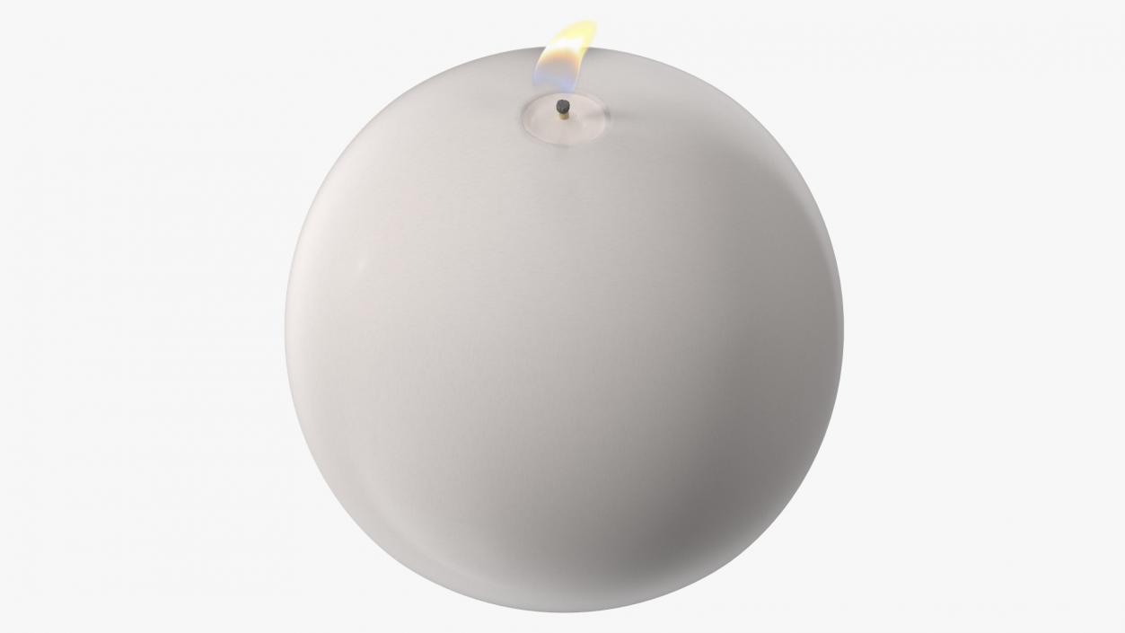 3D Lit Spherical Candle White