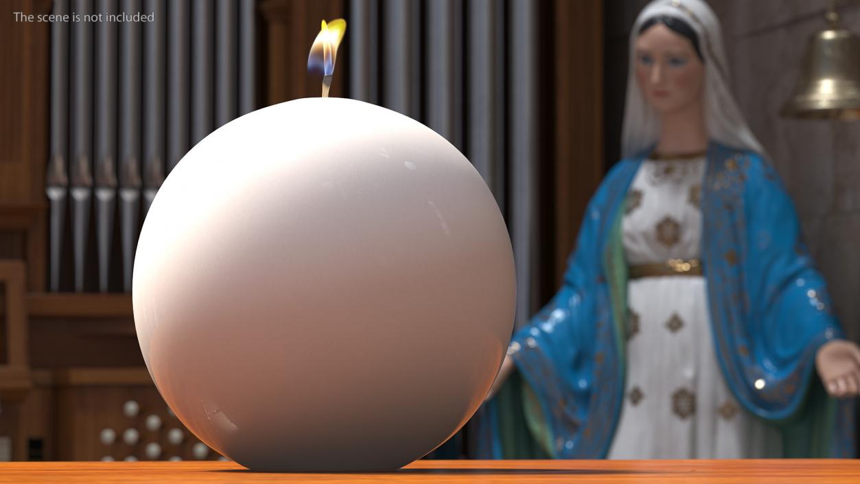 3D Lit Spherical Candle White