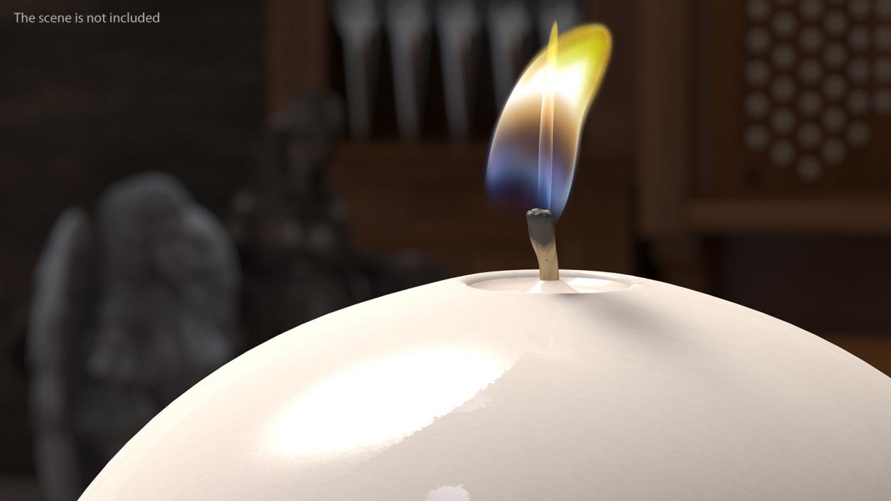 3D Lit Spherical Candle White