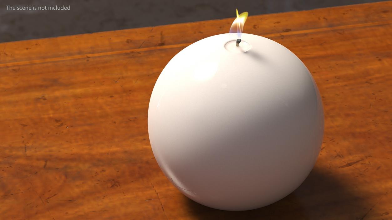 3D Lit Spherical Candle White