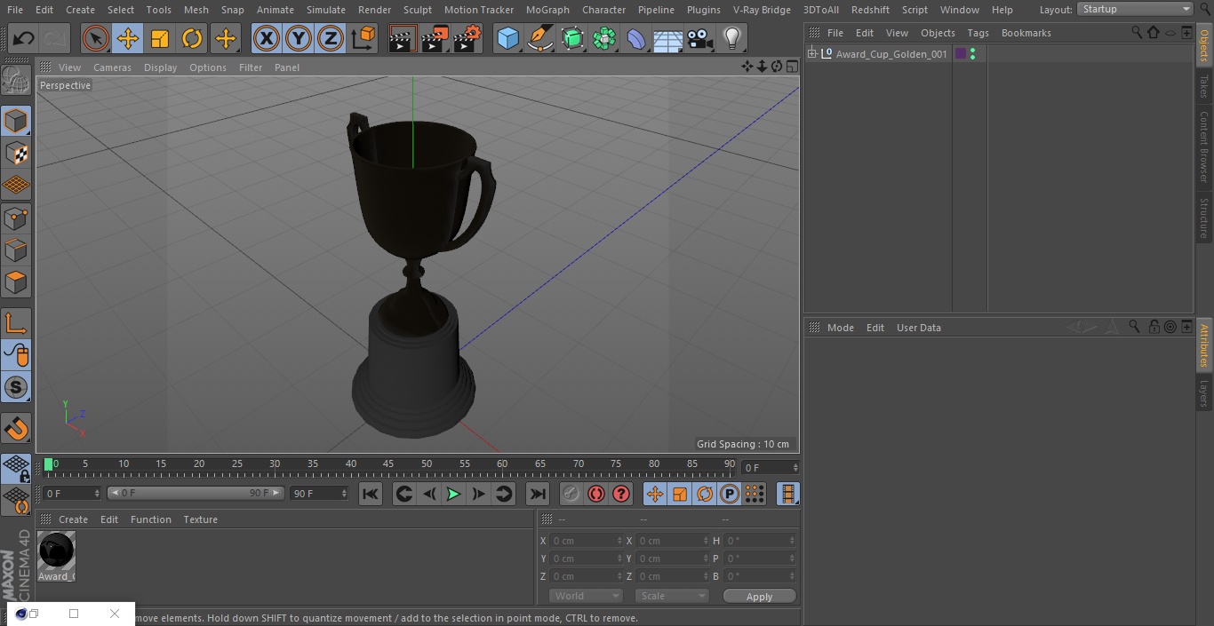 3D Award Cup Golden