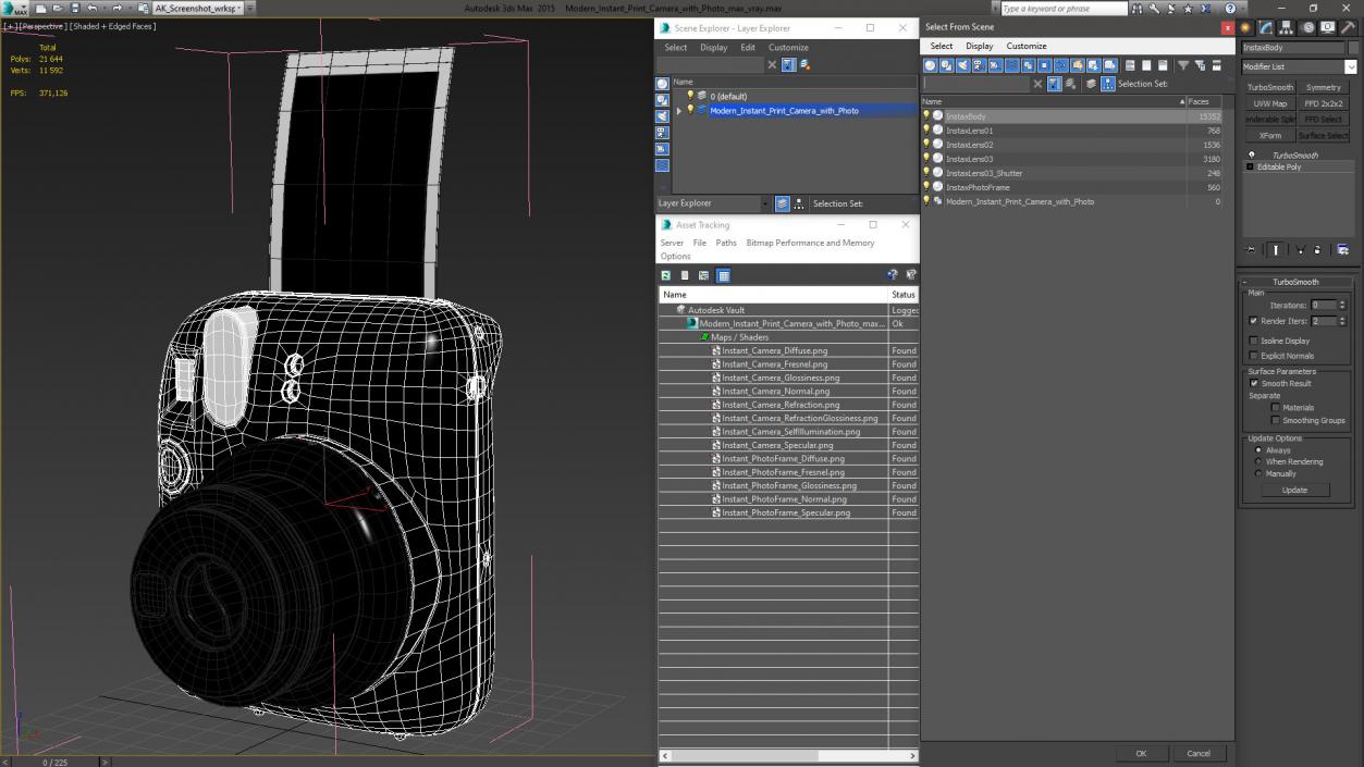 3D Modern Instant Print Camera with Photo model