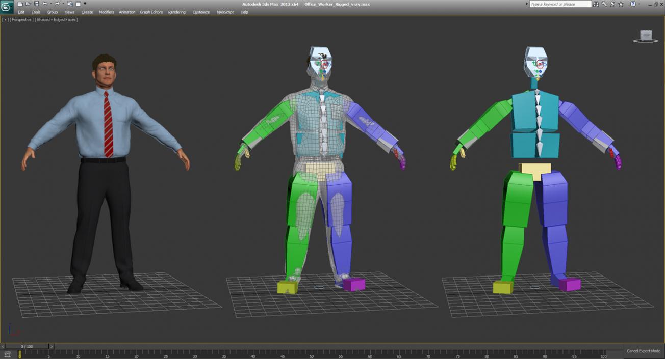 3D model Office Worker Rigged