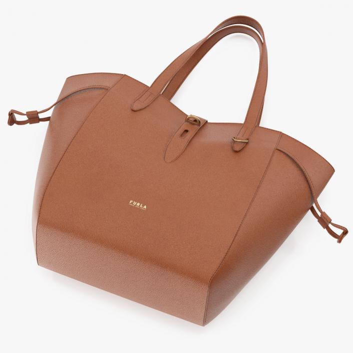 Furla Net Leather Tote Bag Brown 3D