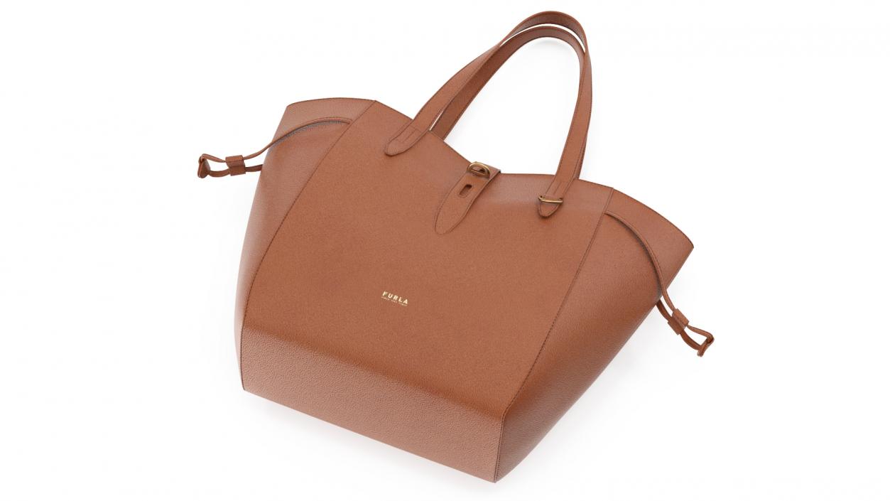 Furla Net Leather Tote Bag Brown 3D