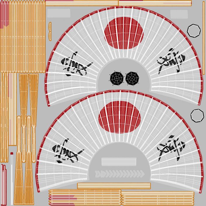 3D Traditional Japanese Fan Folded