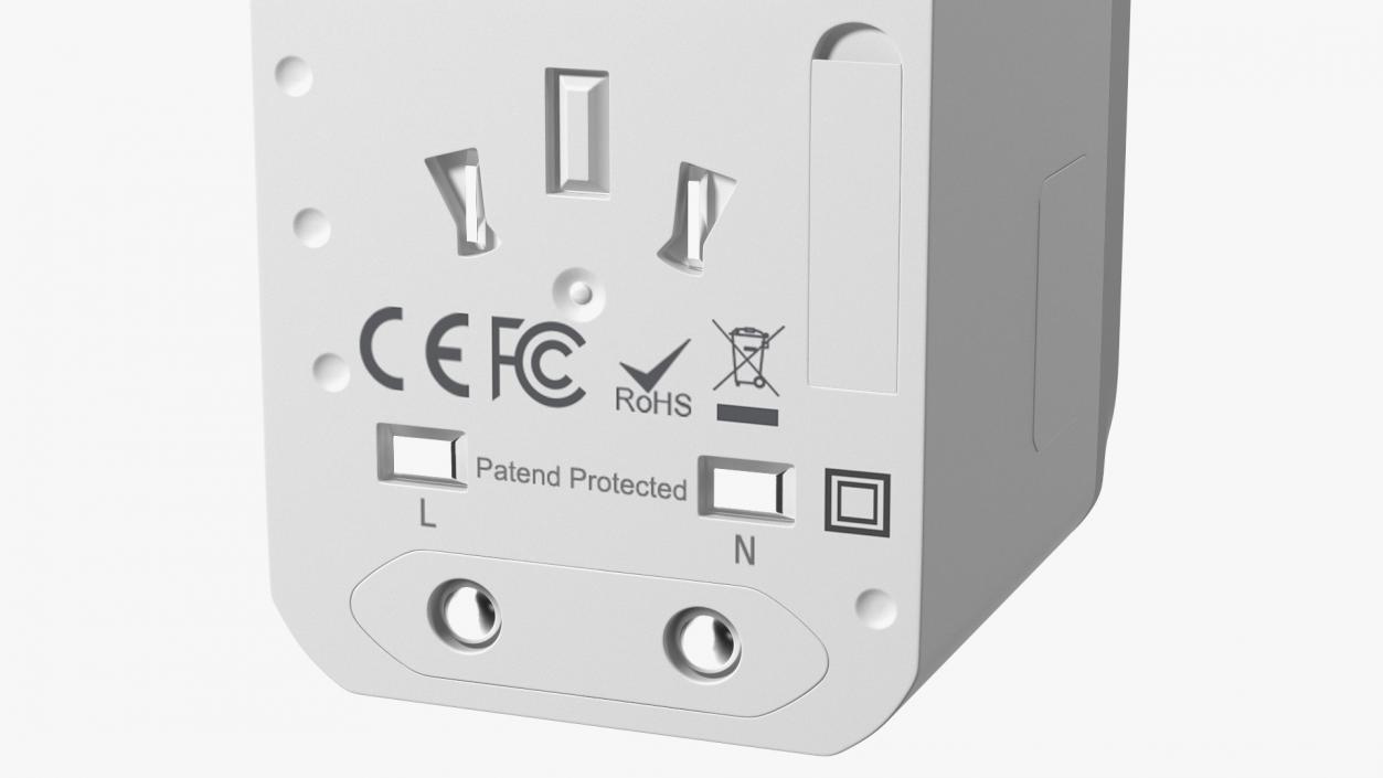 Universal Travel Adapter with USB White 3D model