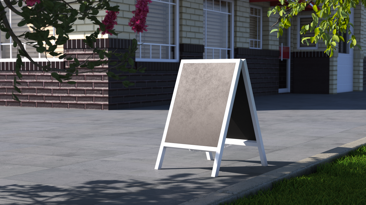 Wooden Chalkboard Sign White Clear 3D model