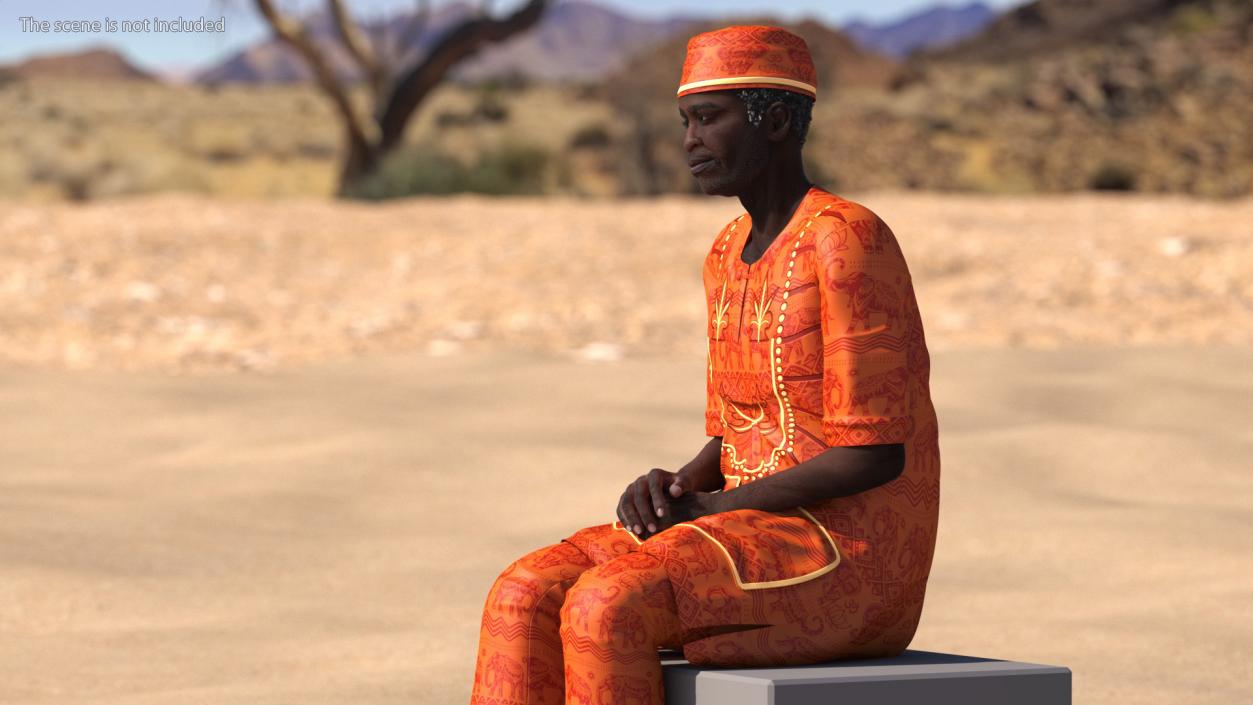 3D Afro American Man Traditional Style Rigged for Maya