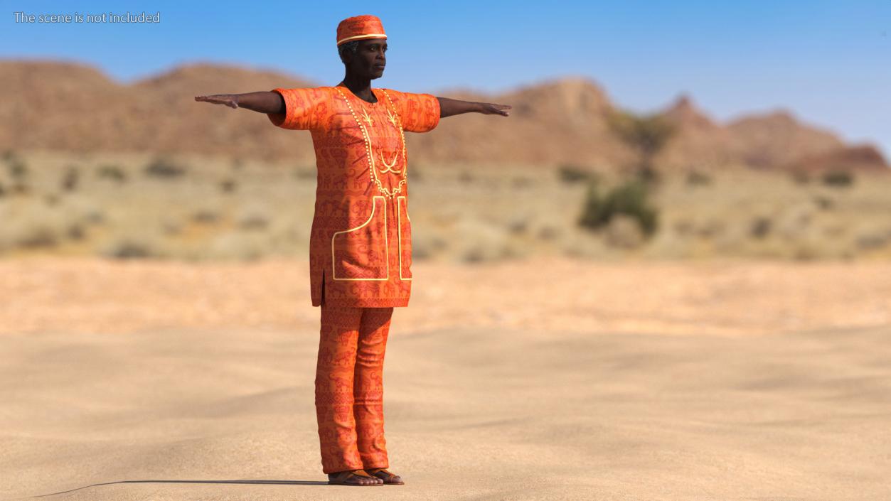 3D Afro American Man Traditional Style Rigged for Maya