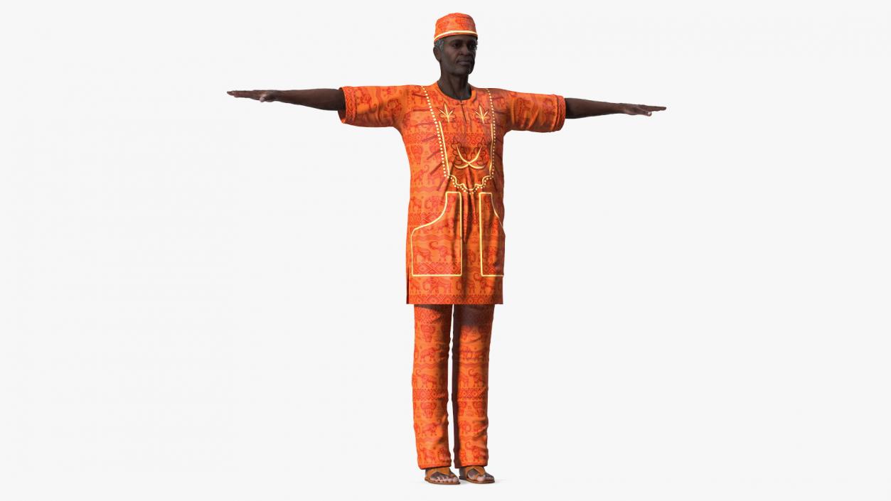 3D Afro American Man Traditional Style Rigged for Maya