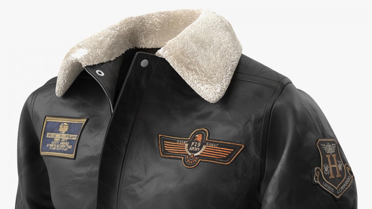 Aviator Jacket Black Fur 3D model