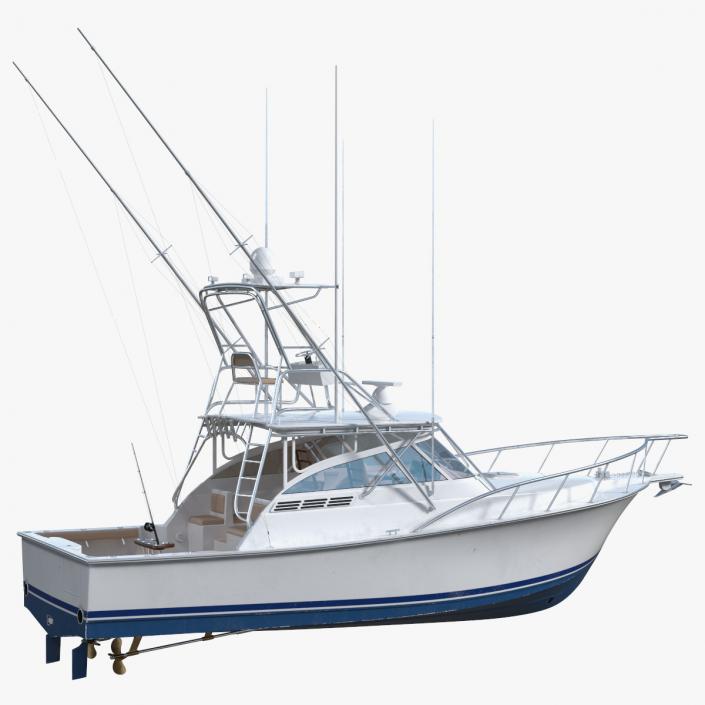 Sports Fishing Boat Henriques 35 Blue Used 3D