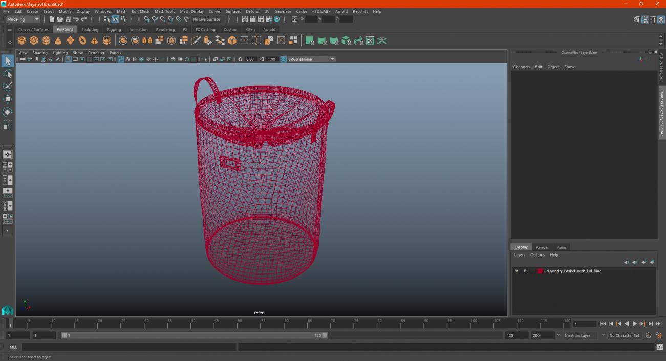 3D Laundry Basket with Lid Gray model